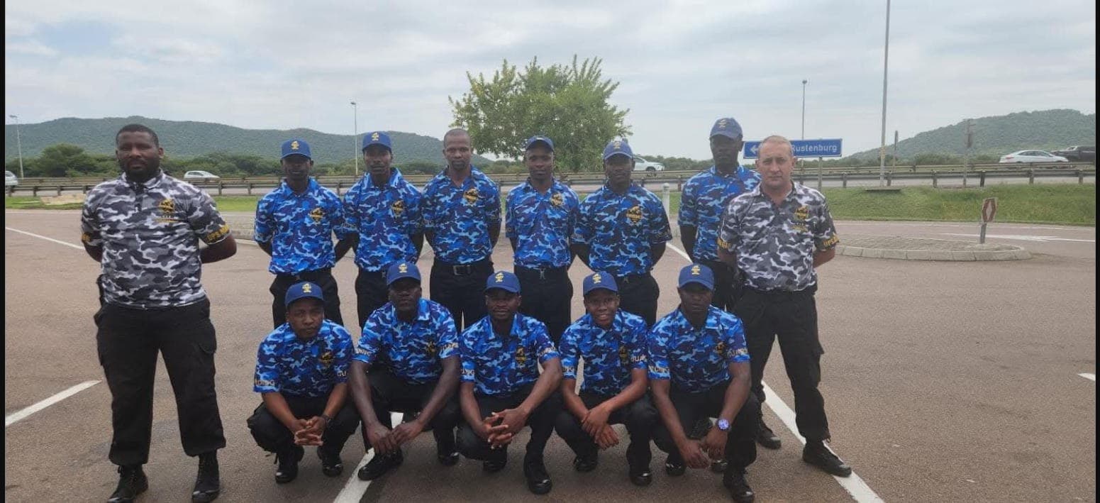 Prosec CITR deployment team in blue camouflage uniforms